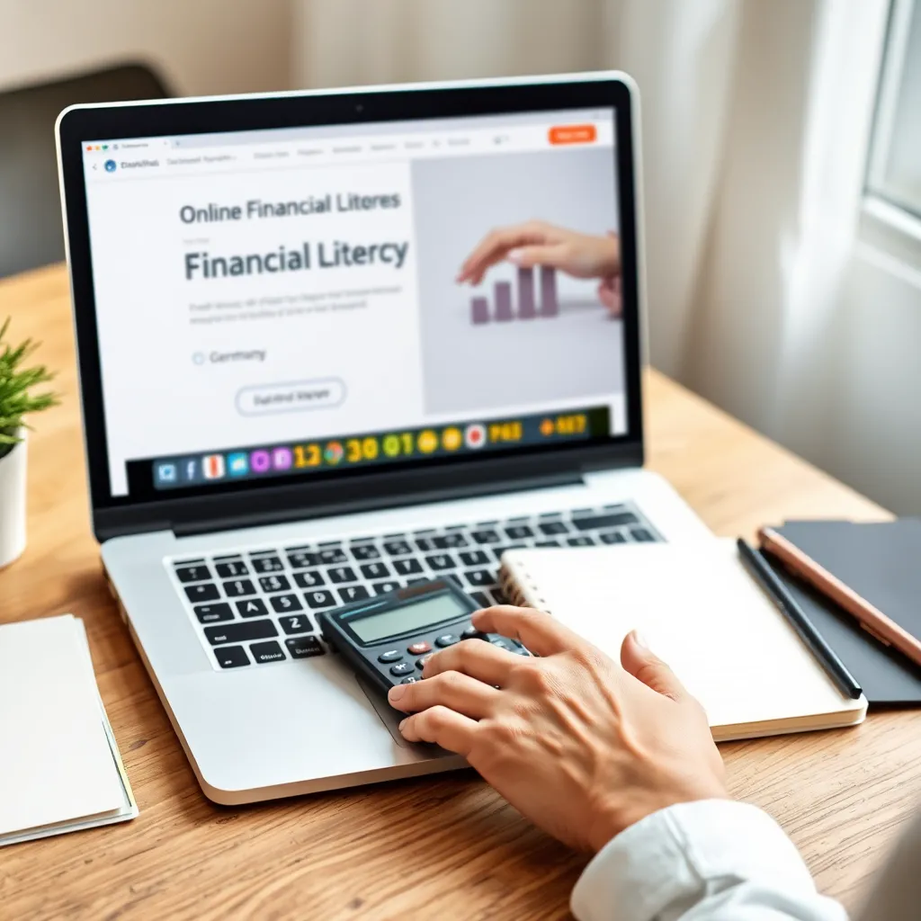 Student lernt online Finanzwissen am Laptop