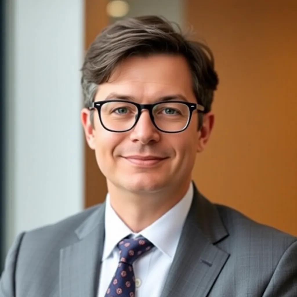 Porträt von Dr. Michael Becker, einem Finanzexperten mit Brille und Anzug